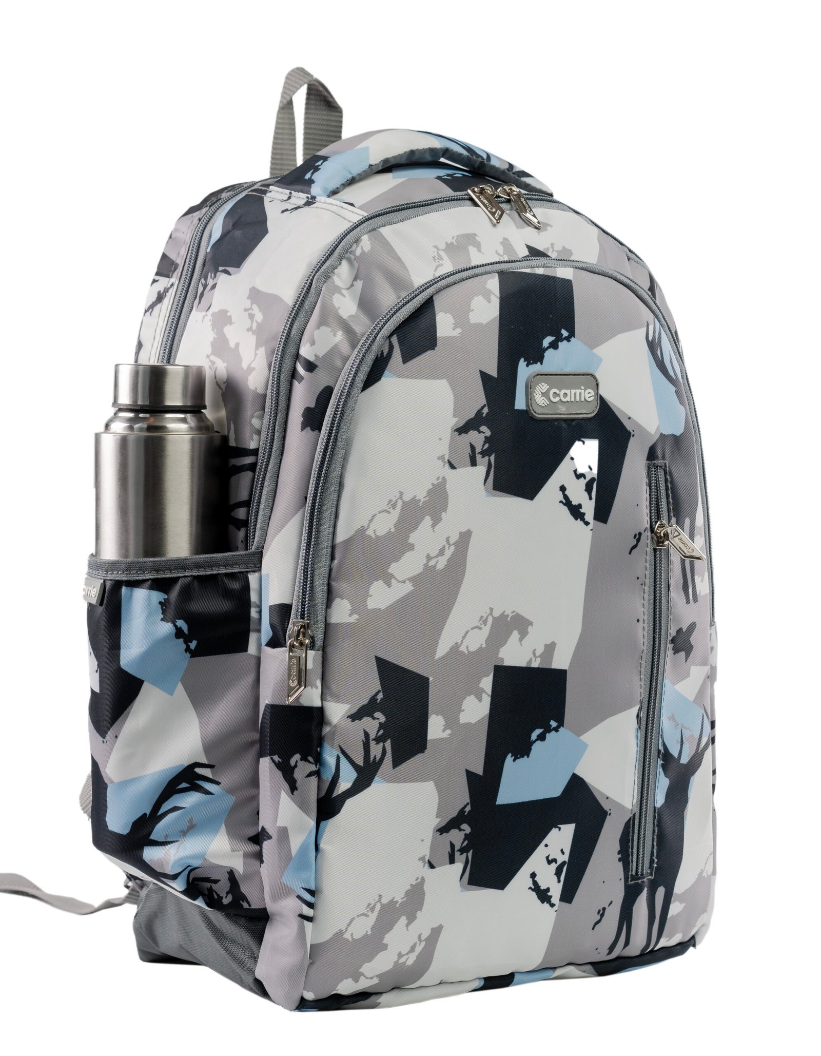 Carrie Printed Backpack for Men & Women | Stylish Lightweight Travel & School Bag with Bottle Holder