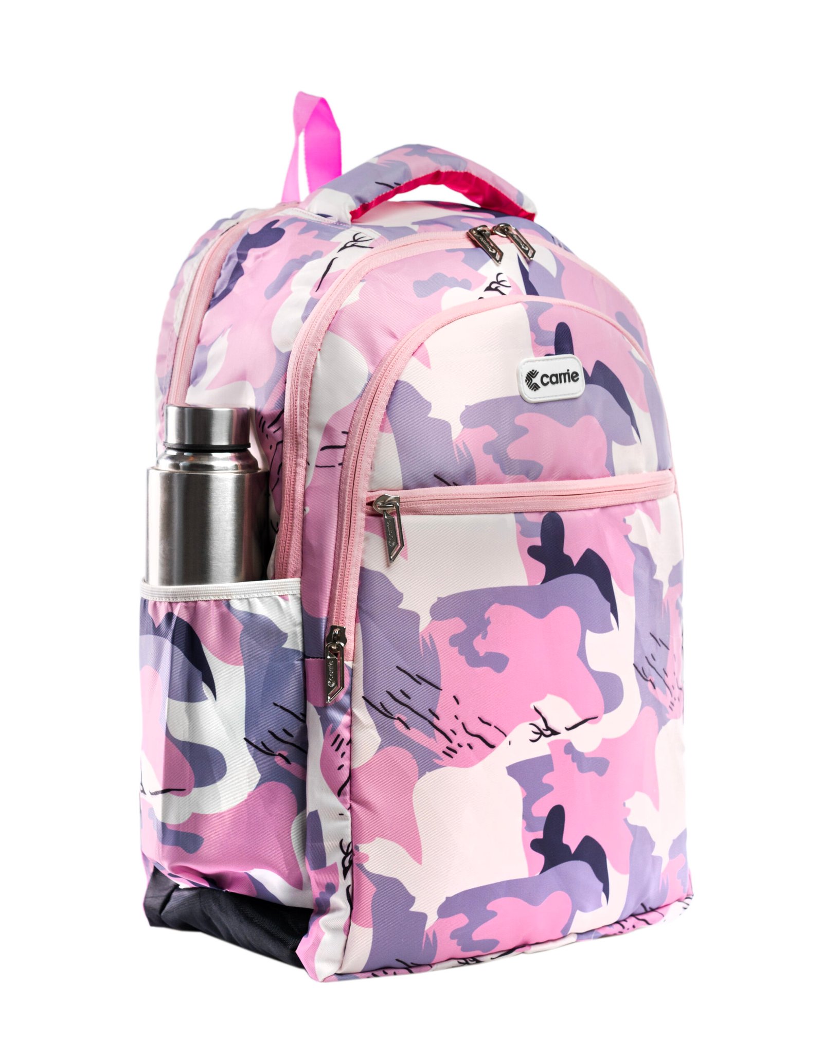 Carrie Pink & Purple Camo Backpack β Stylish, Spacious & Durable