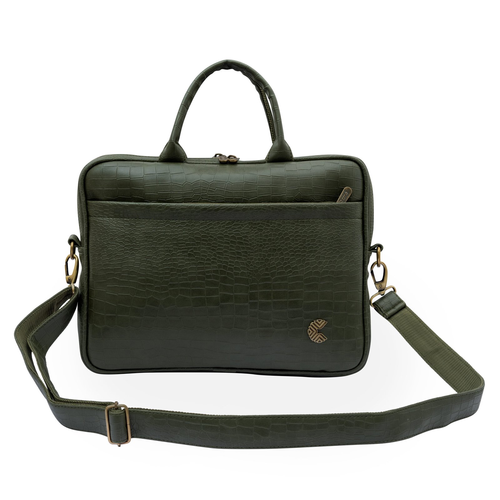 Carrie LuxeCroco Olive Green Laptop Bag – Premium Professional Companion - Image 2