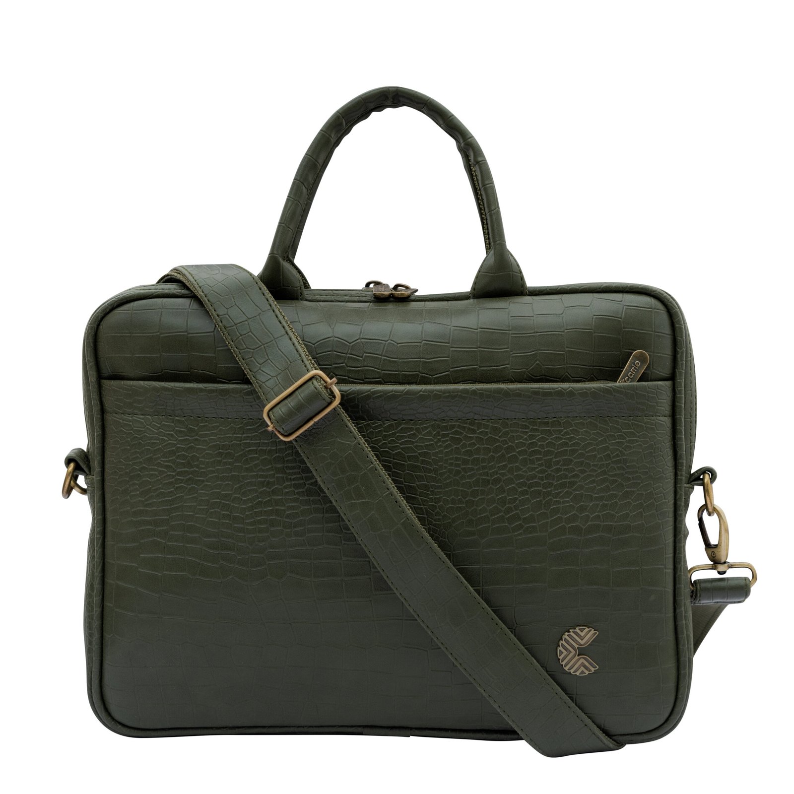 Carrie LuxeCroco Olive Green Laptop Bag – Premium Professional Companion - Image 4