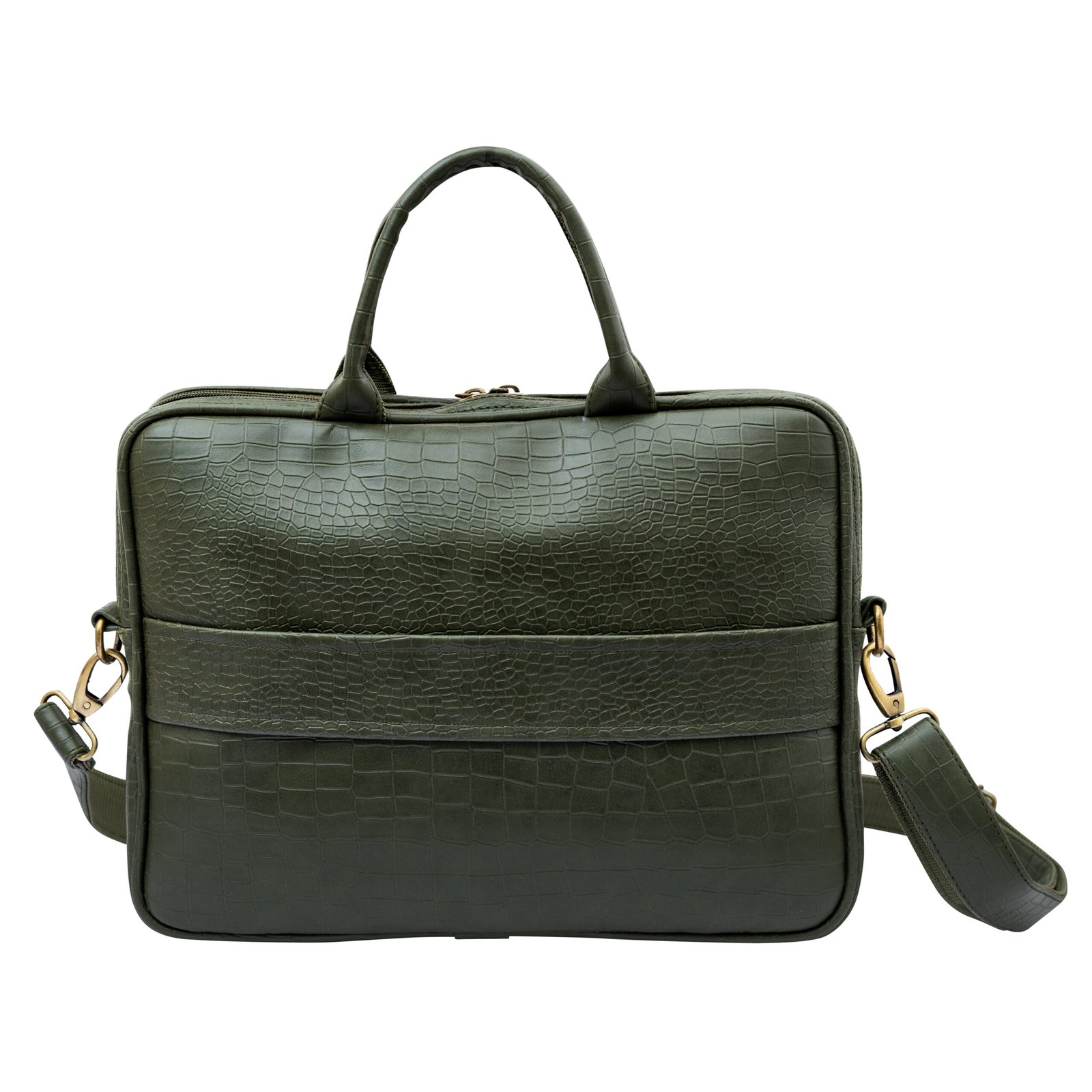 Carrie LuxeCroco Olive Green Laptop Bag – Premium Professional Companion