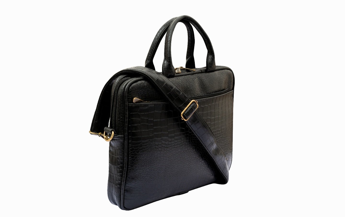Carrie LuxeCroco Black Laptop Bag – Professional Sleek Organizer - Image 5