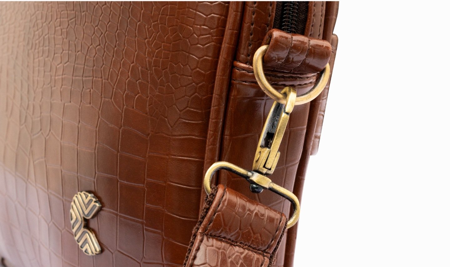Carrie LuxeCroco Brown Laptop Bag – Classic Executive Companion - Image 2