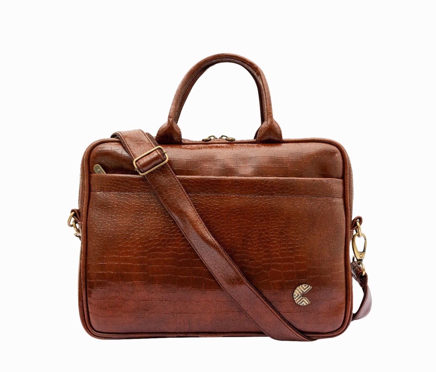 Carrie LuxeCroco Brown Laptop Bag – Classic Executive Companion - Image 3