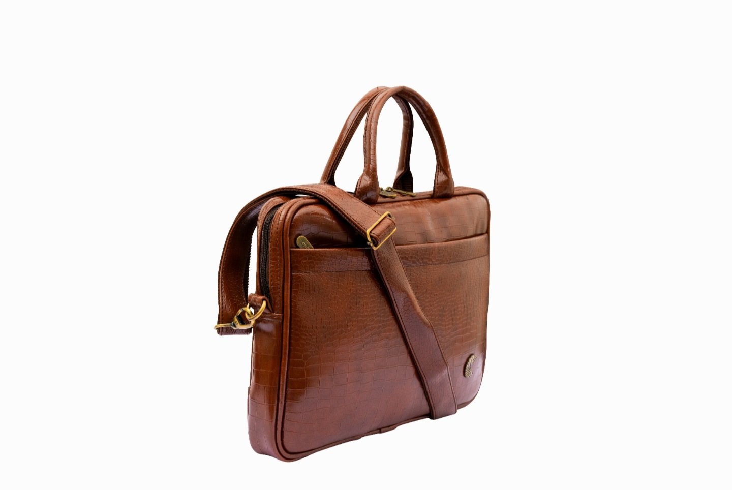 Carrie LuxeCroco Brown Laptop Bag – Classic Executive Companion - Image 6
