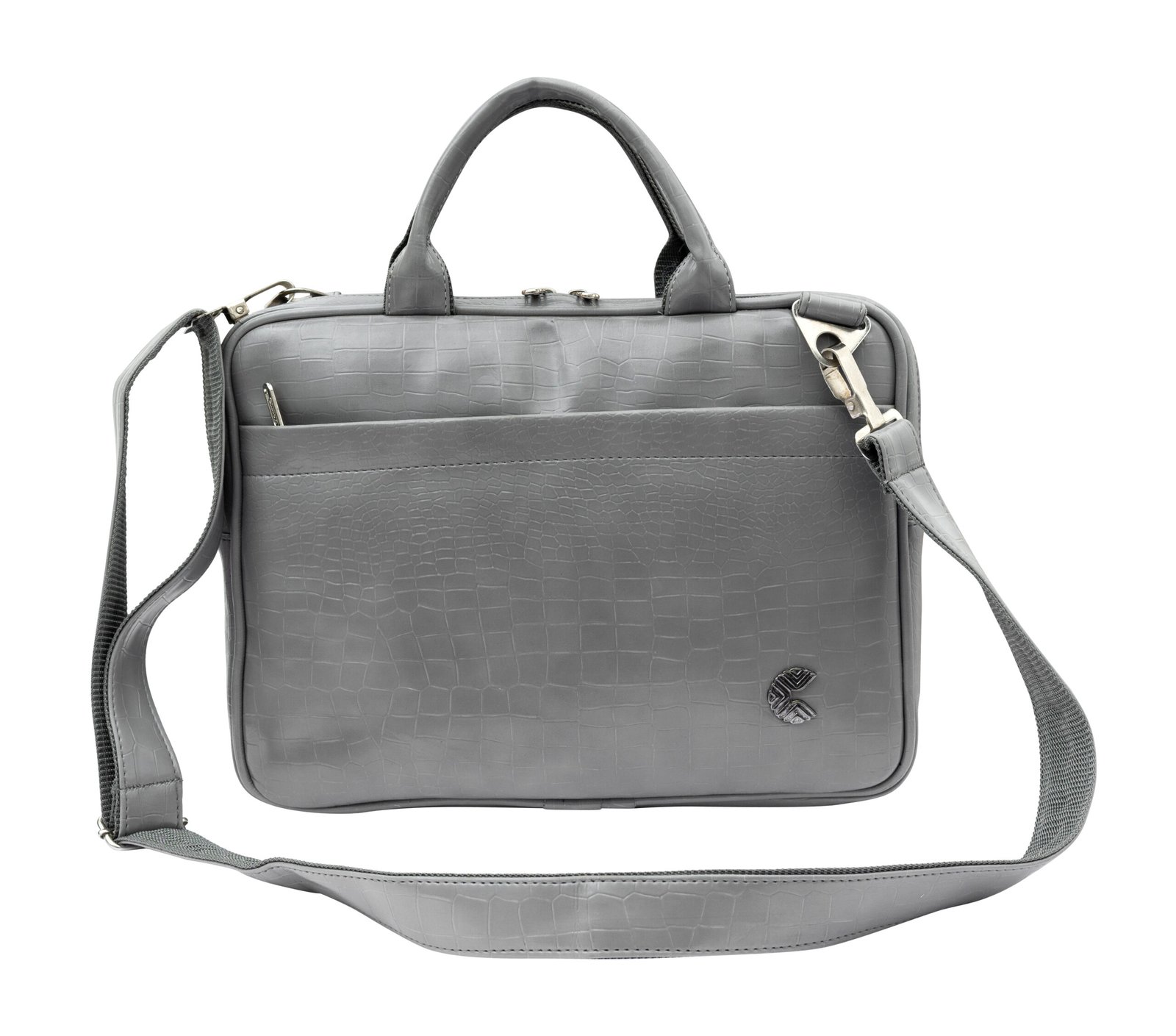 Carrie LuxeCroco Grey Laptop Bag – Elegant Professional Companion - Image 3